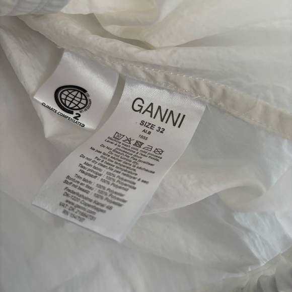 GANNI Two-Tone Shell and Mesh Track Jacket Light Gray White Size EU 32 US 0 - Picture 4 of 7